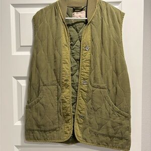 FREE PEOPLE Olive Green Quilted Vest